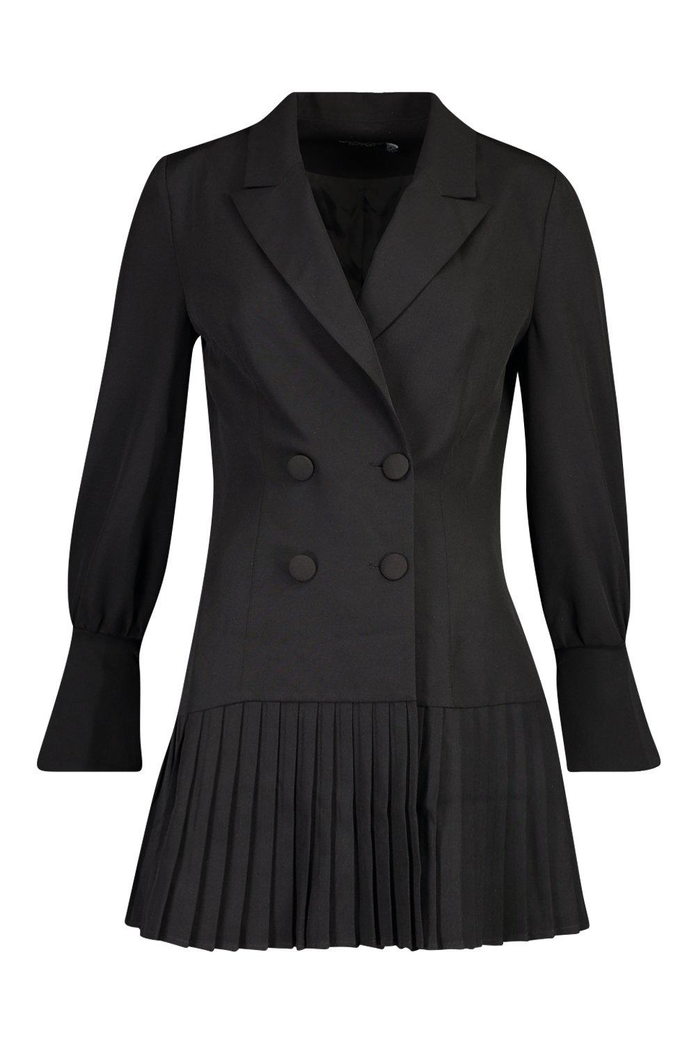 pleated blazer dress