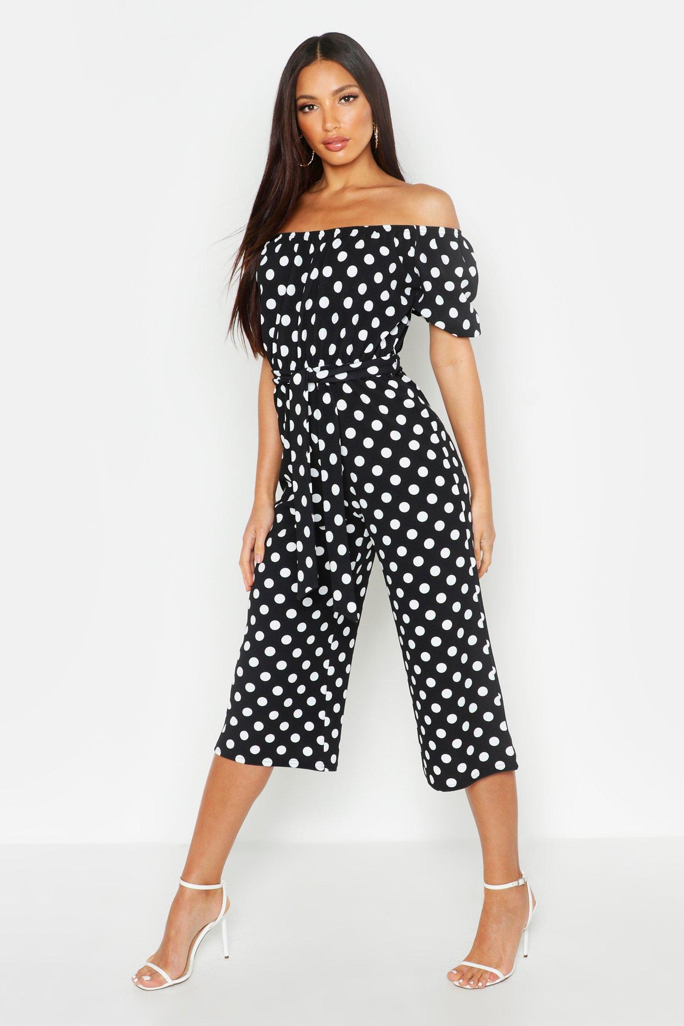 polka dot wide leg jumpsuit