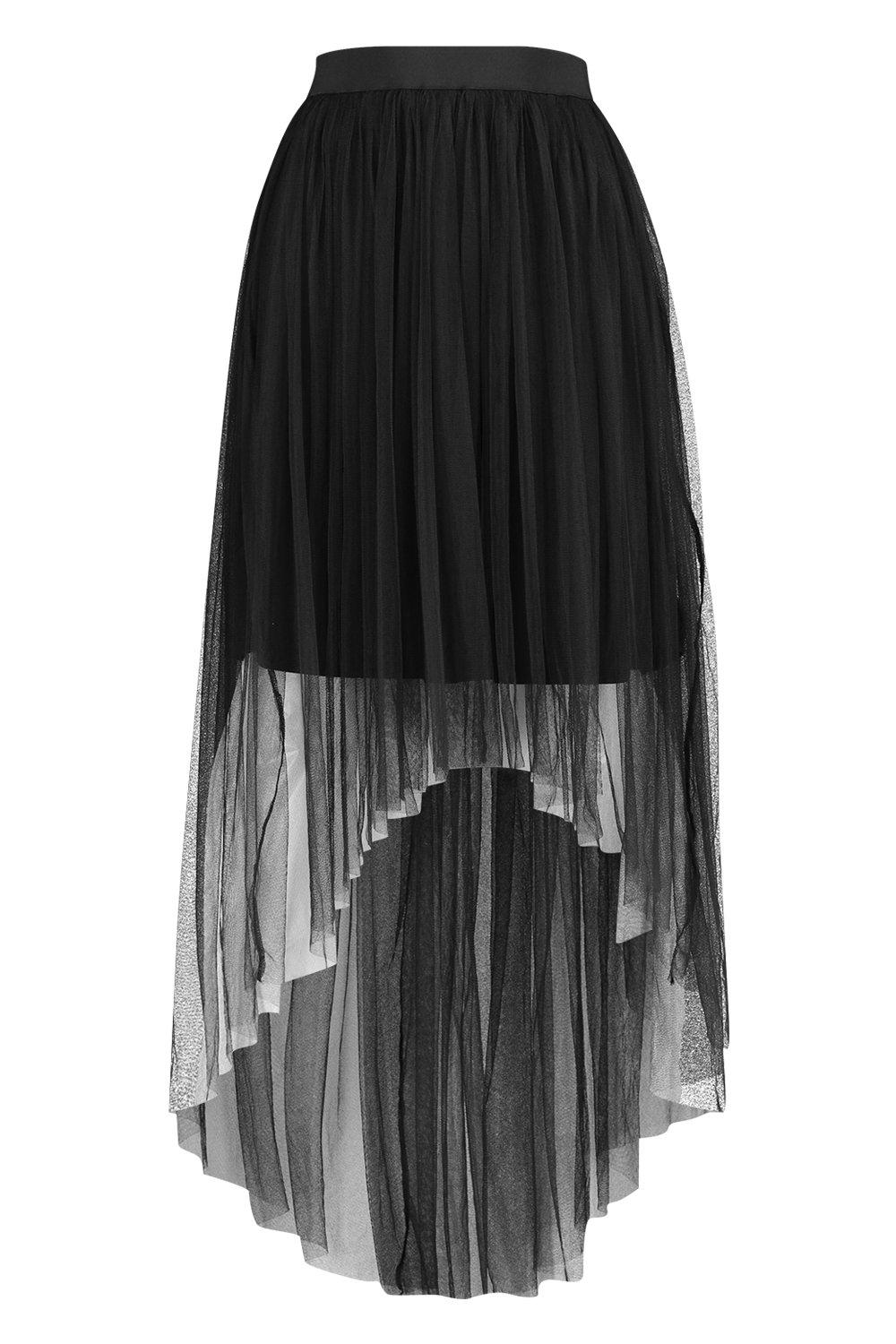 

Макси юбка из тюля с асимметричным подолом, Black