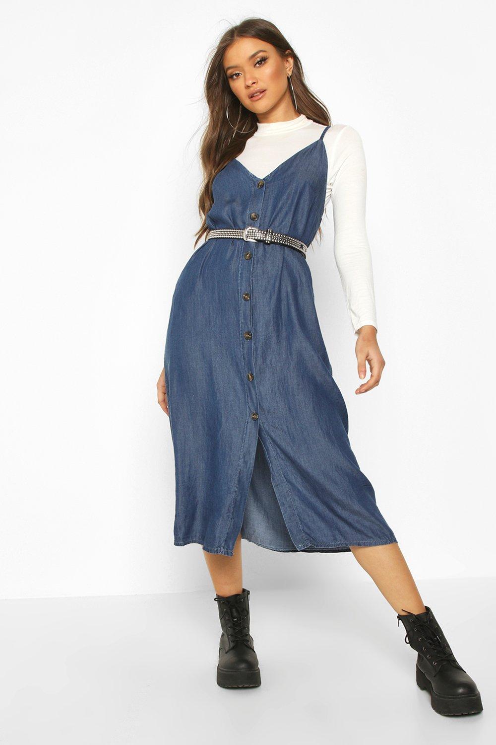 button through midi dress