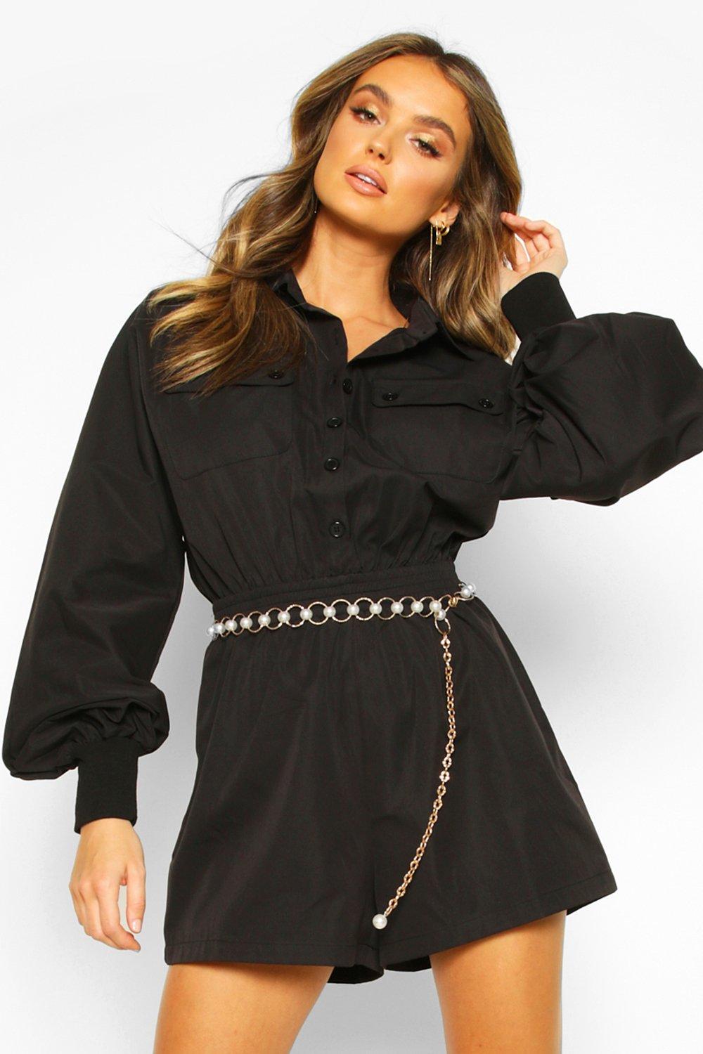 black utility playsuit