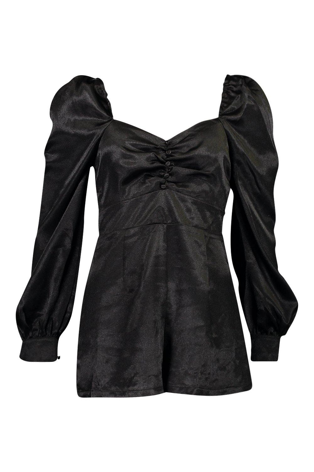 

Комбинезон из атласа со свободными рукавами, Black
