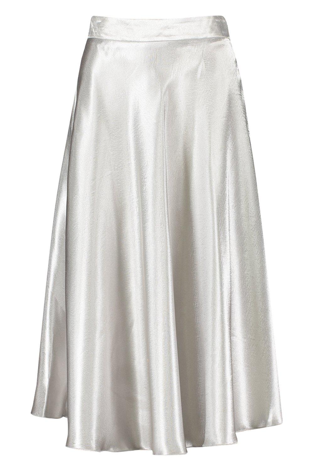 Белая атласная юбка