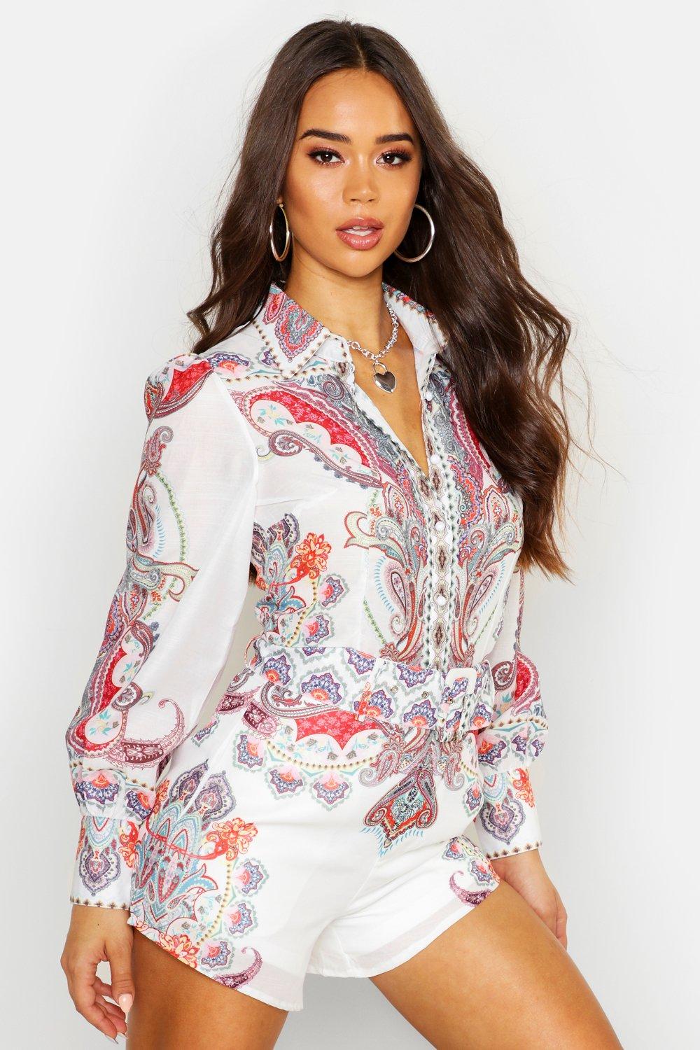 Floral Paisley Print Shirt | Boohoo