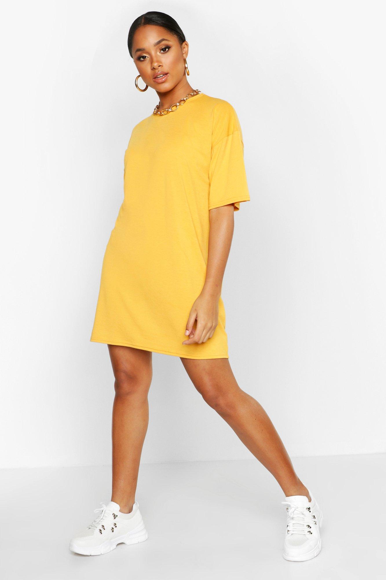 mustard t shirt dress