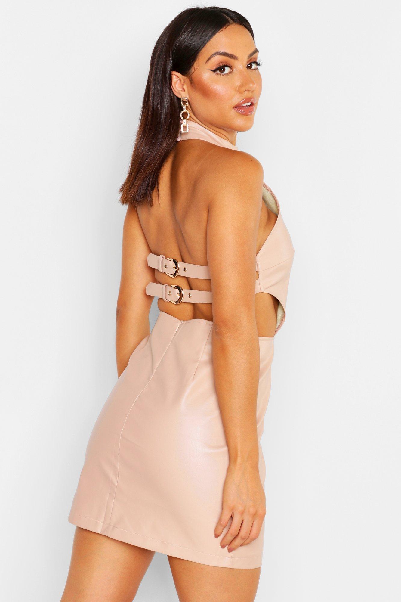 boohoo pu dress