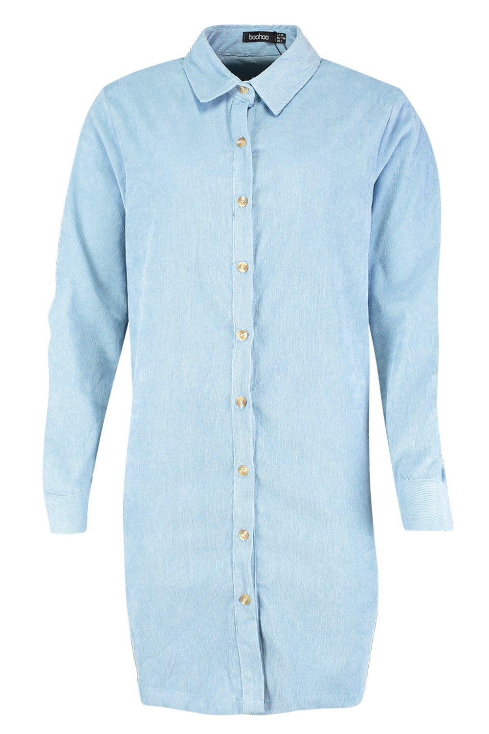 

Платье-рубашка из микровельвета, Washed blue