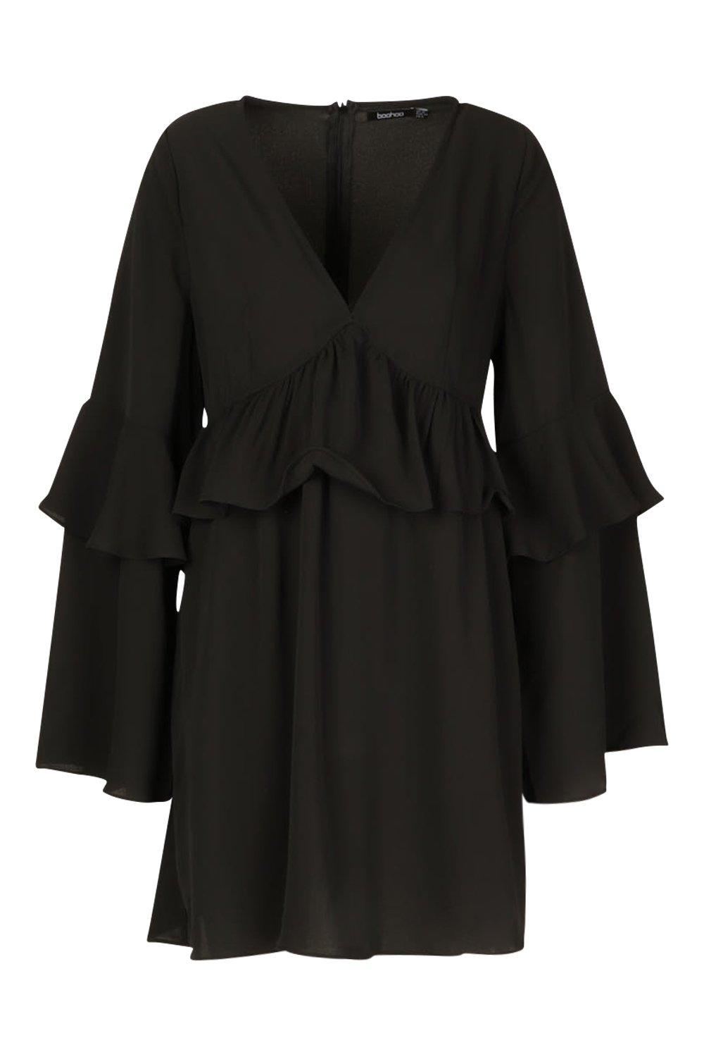

Свободное платье с оборчатой отделкой, Black