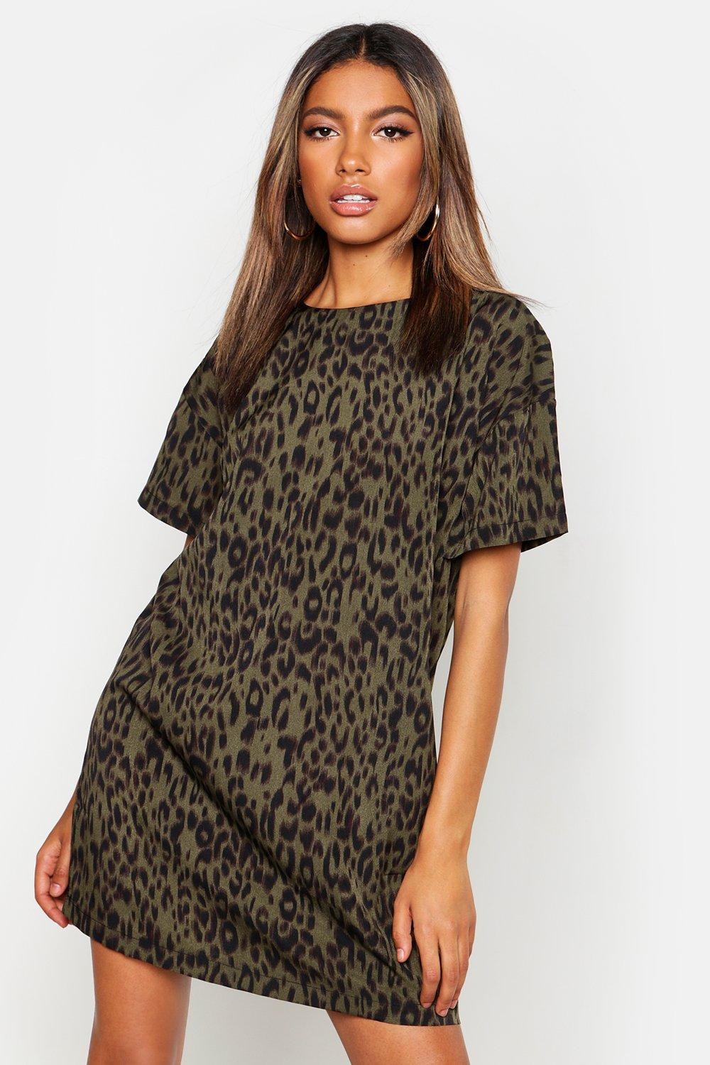 

Свободное платье c животным принтом, Khaki