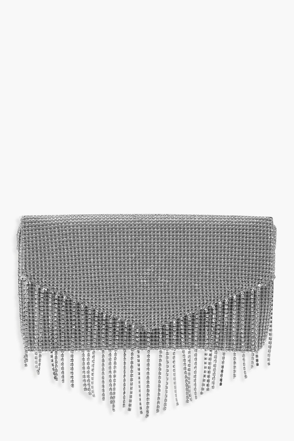 nude silver clutch