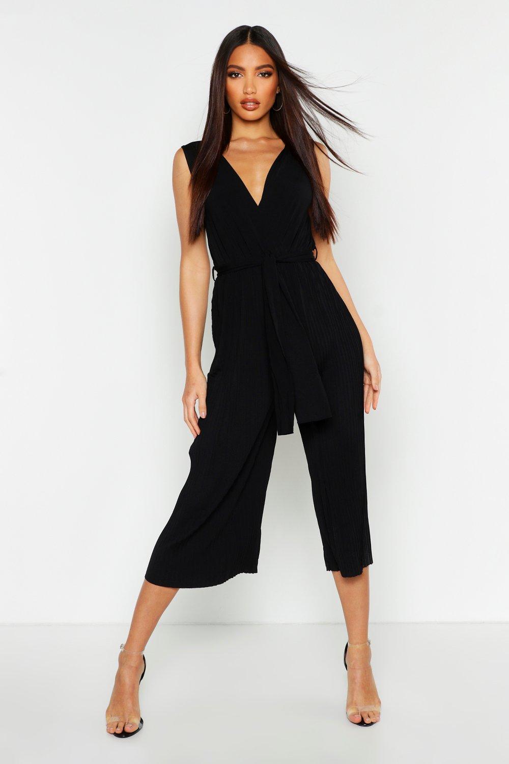 boohoo black culotte jumpsuit