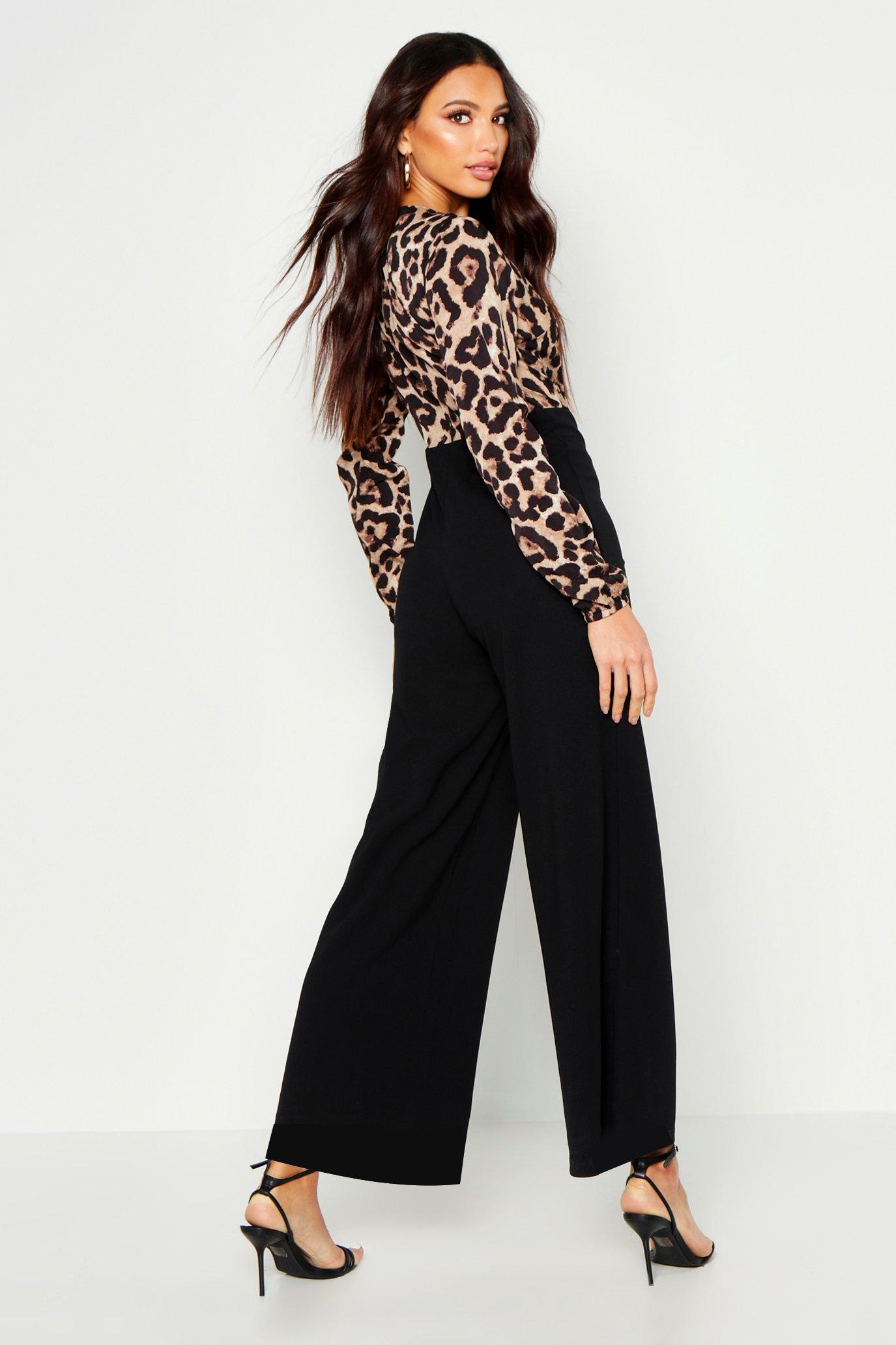 leopard print and black jumpsuit