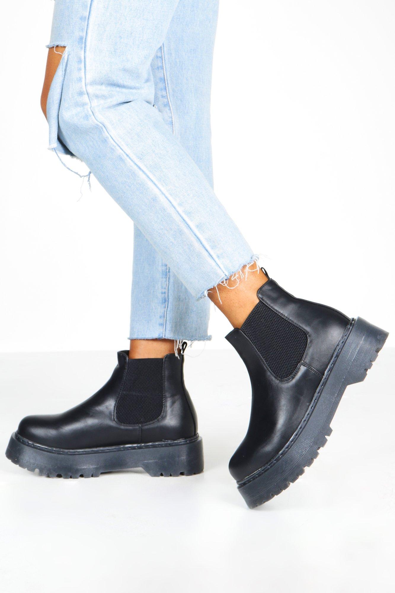 black chelsea boots platform