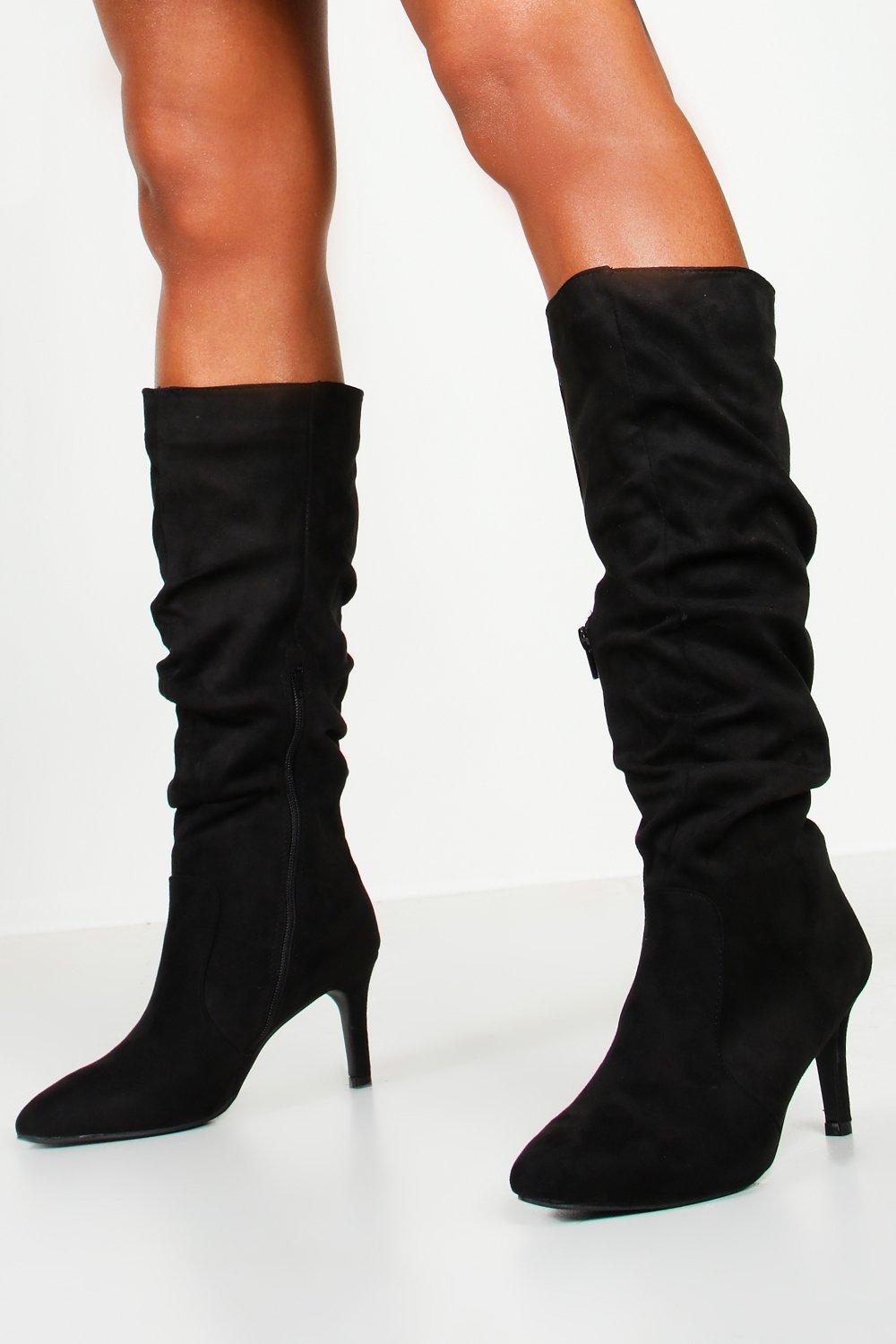 knee high stiletto black boots