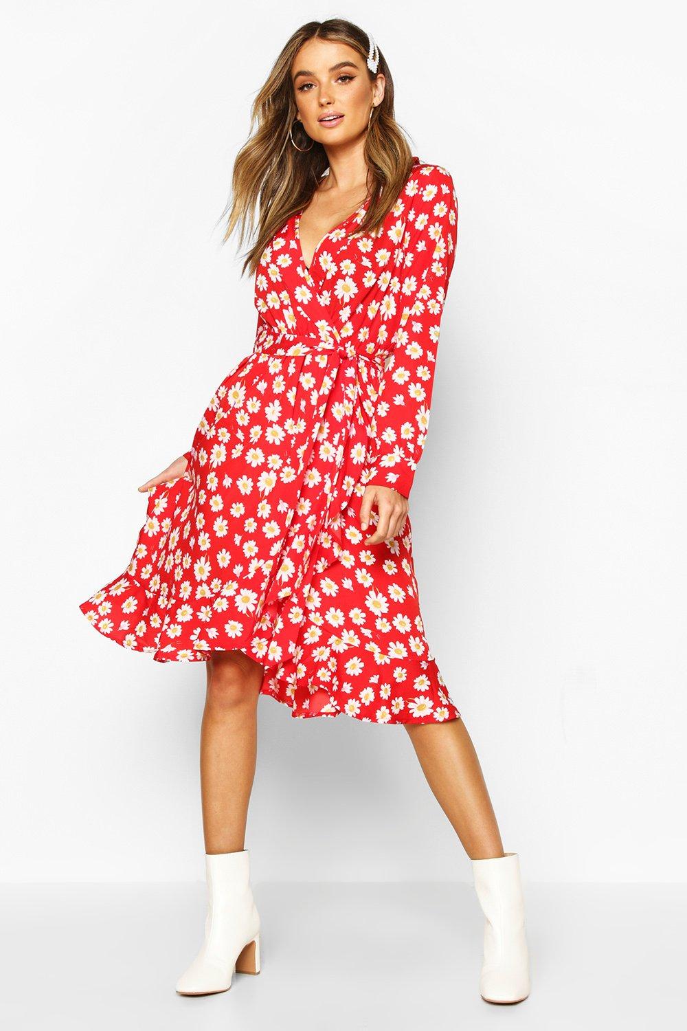 midi wrap tea dress