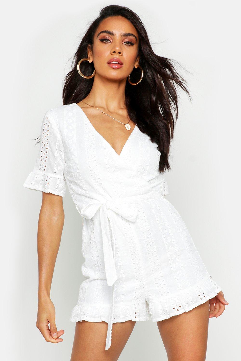 white broderie anglaise playsuit