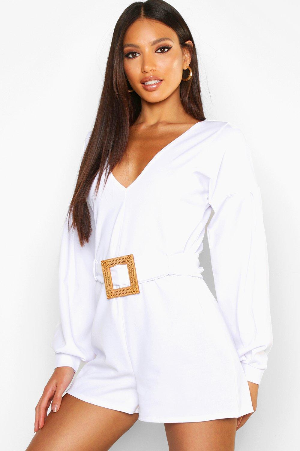 white tailored playsuit