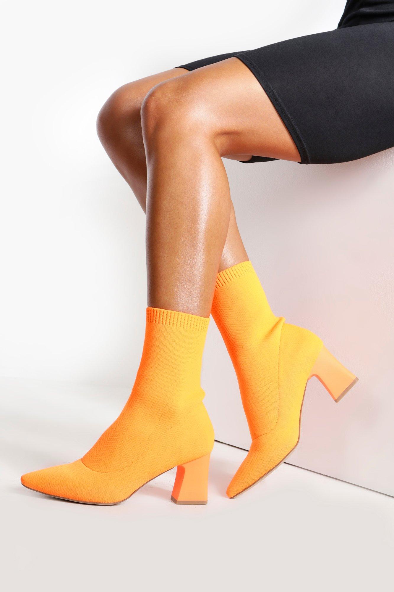 low block heel sock booties