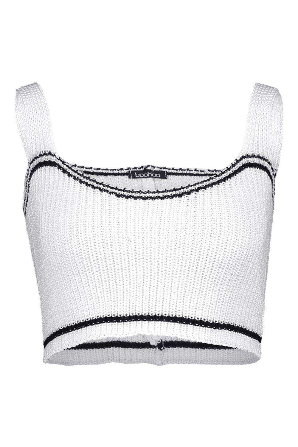 

Stripe Detail Knitted Bralet, White