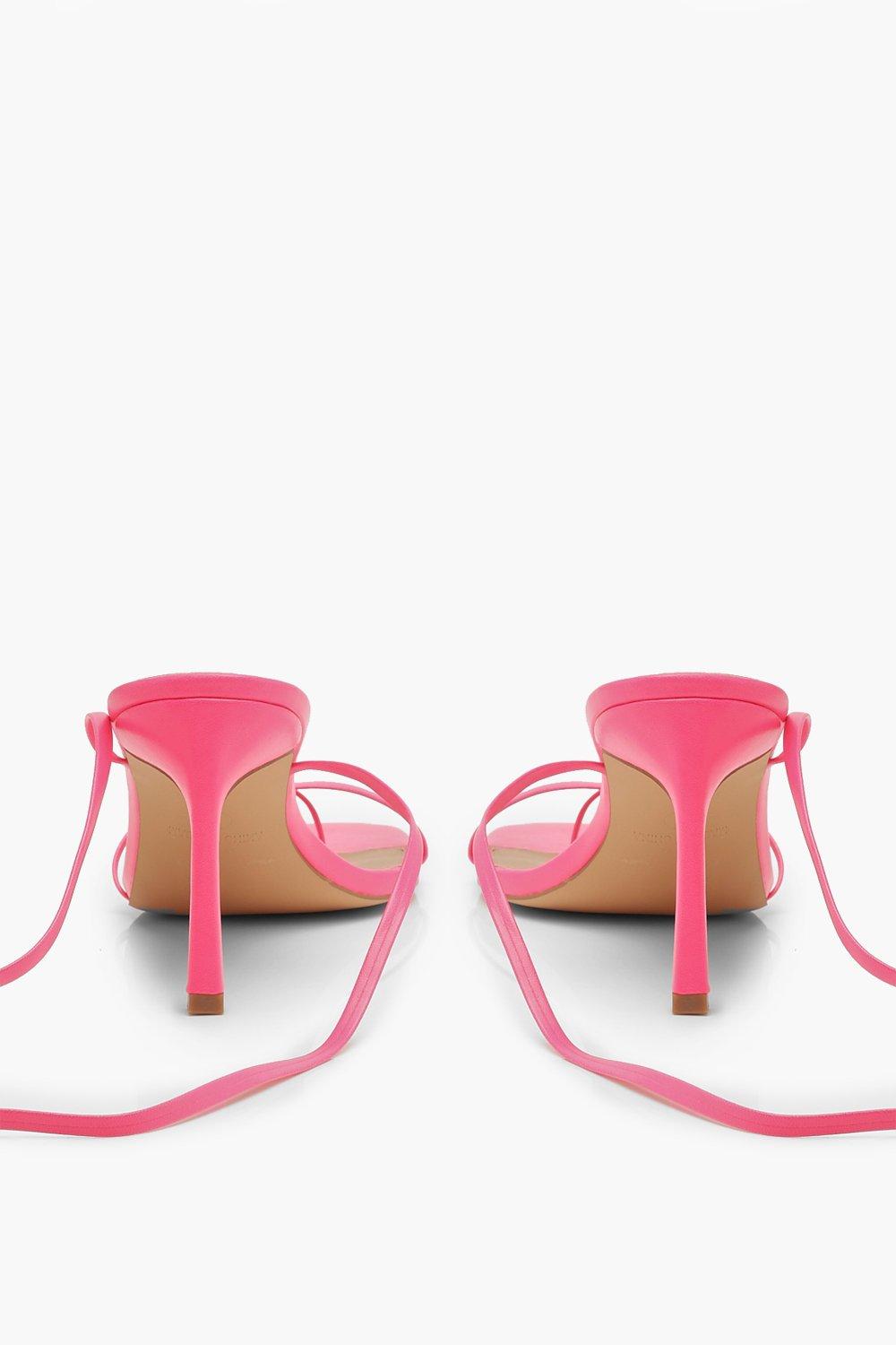 

Сандалии на каблуке с ремешками вокруг ноги, Hot pink