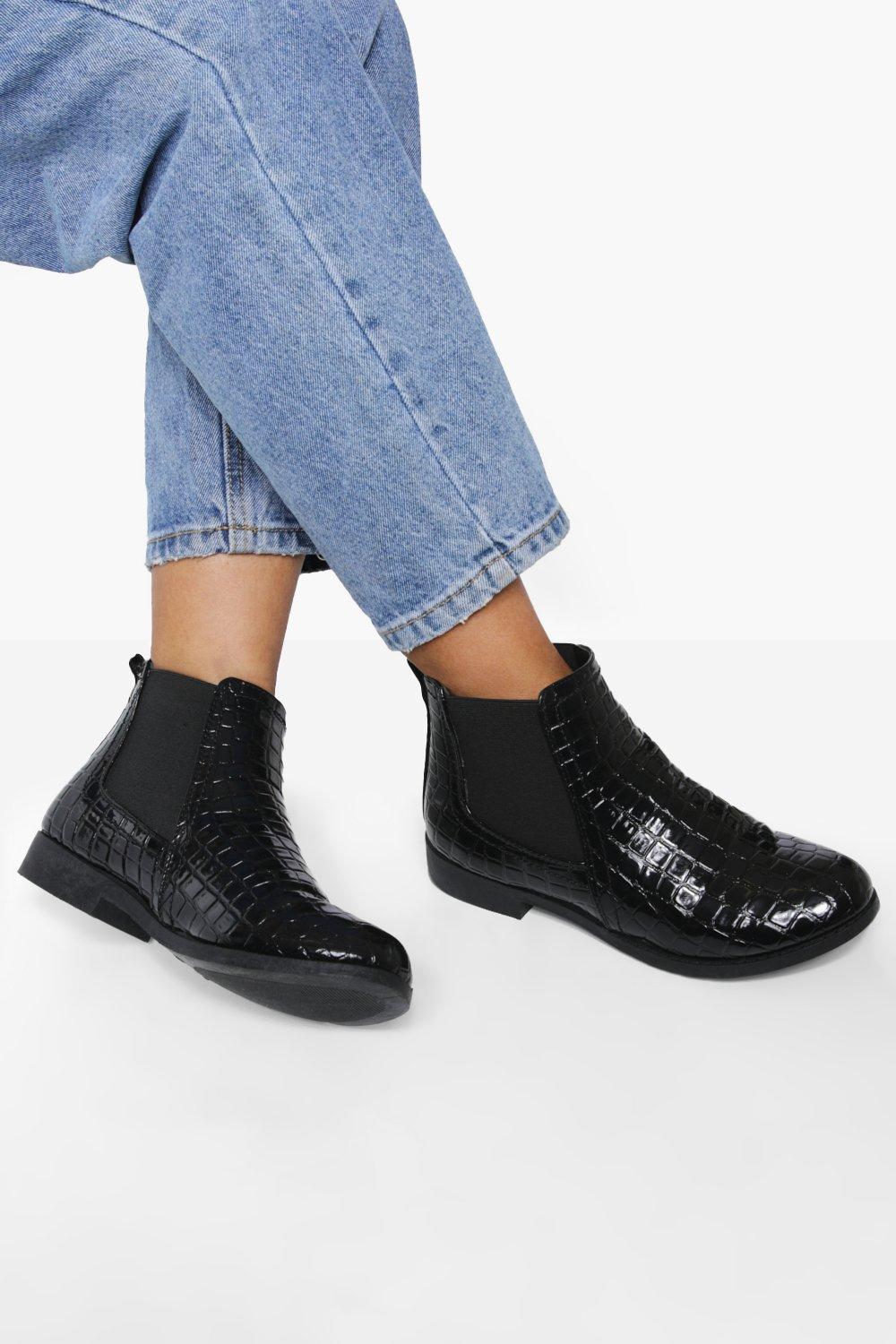 patent croc boots