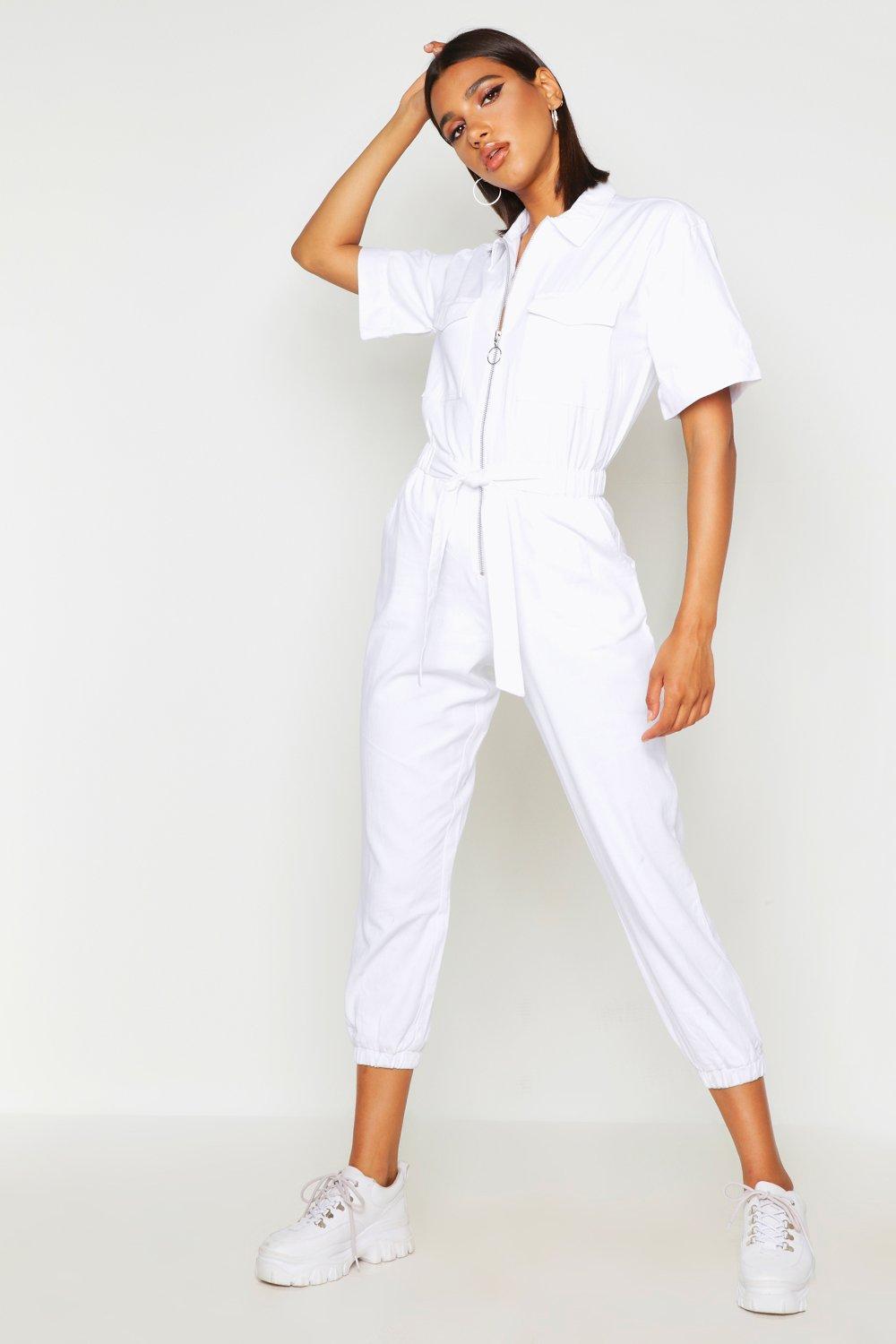 white denim boilersuit