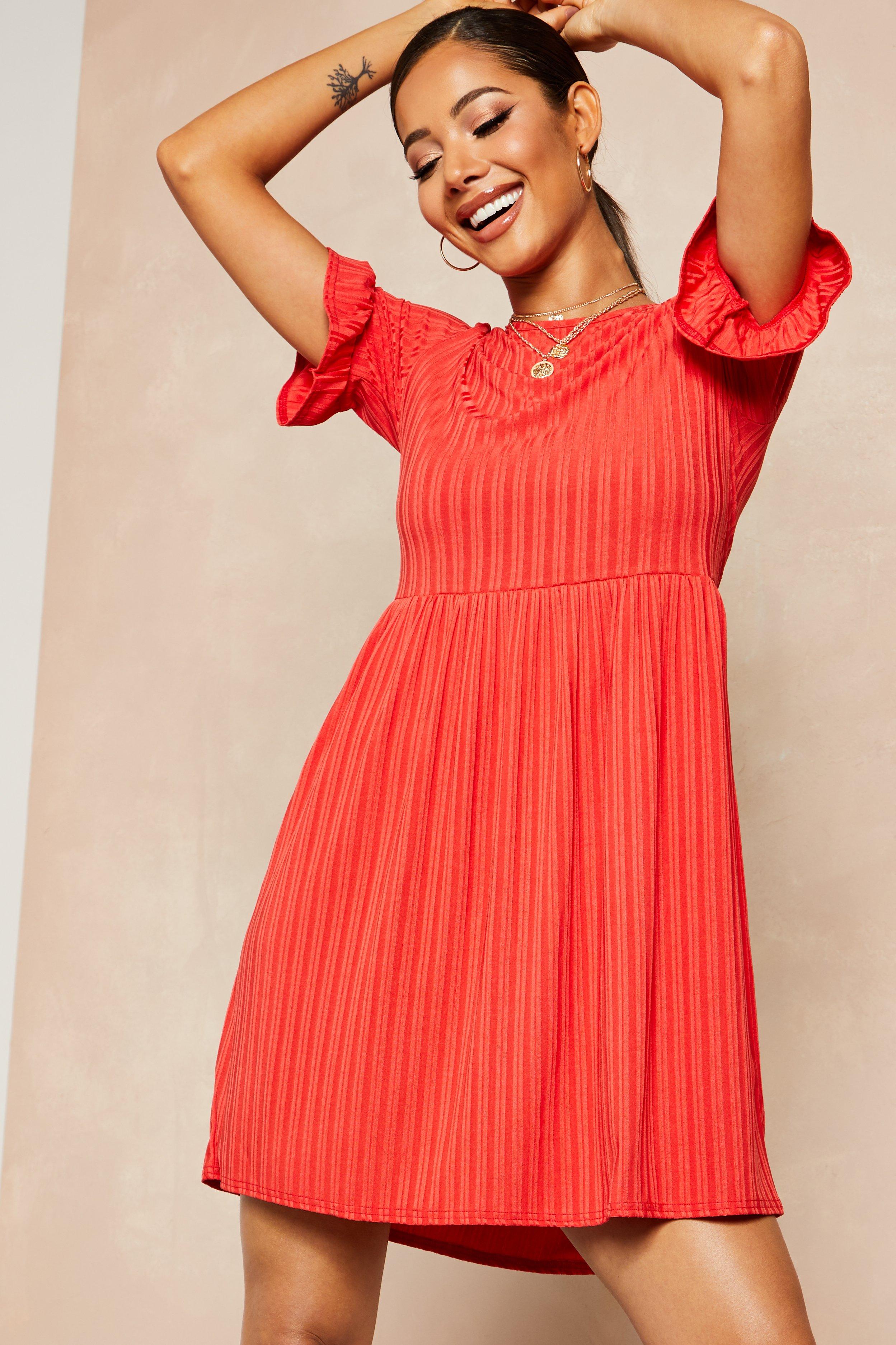 

Recycled — Свободное платье с оборками, Red