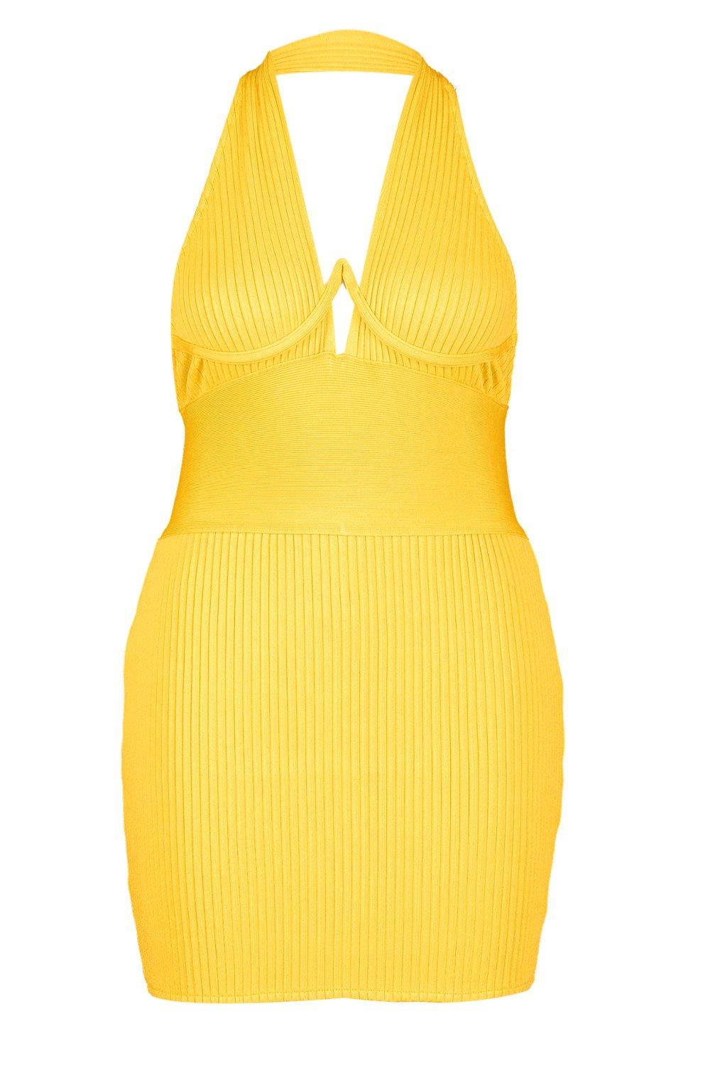

Скульптурирующее бандажное мини платье с украшением на лифе, Tangerine