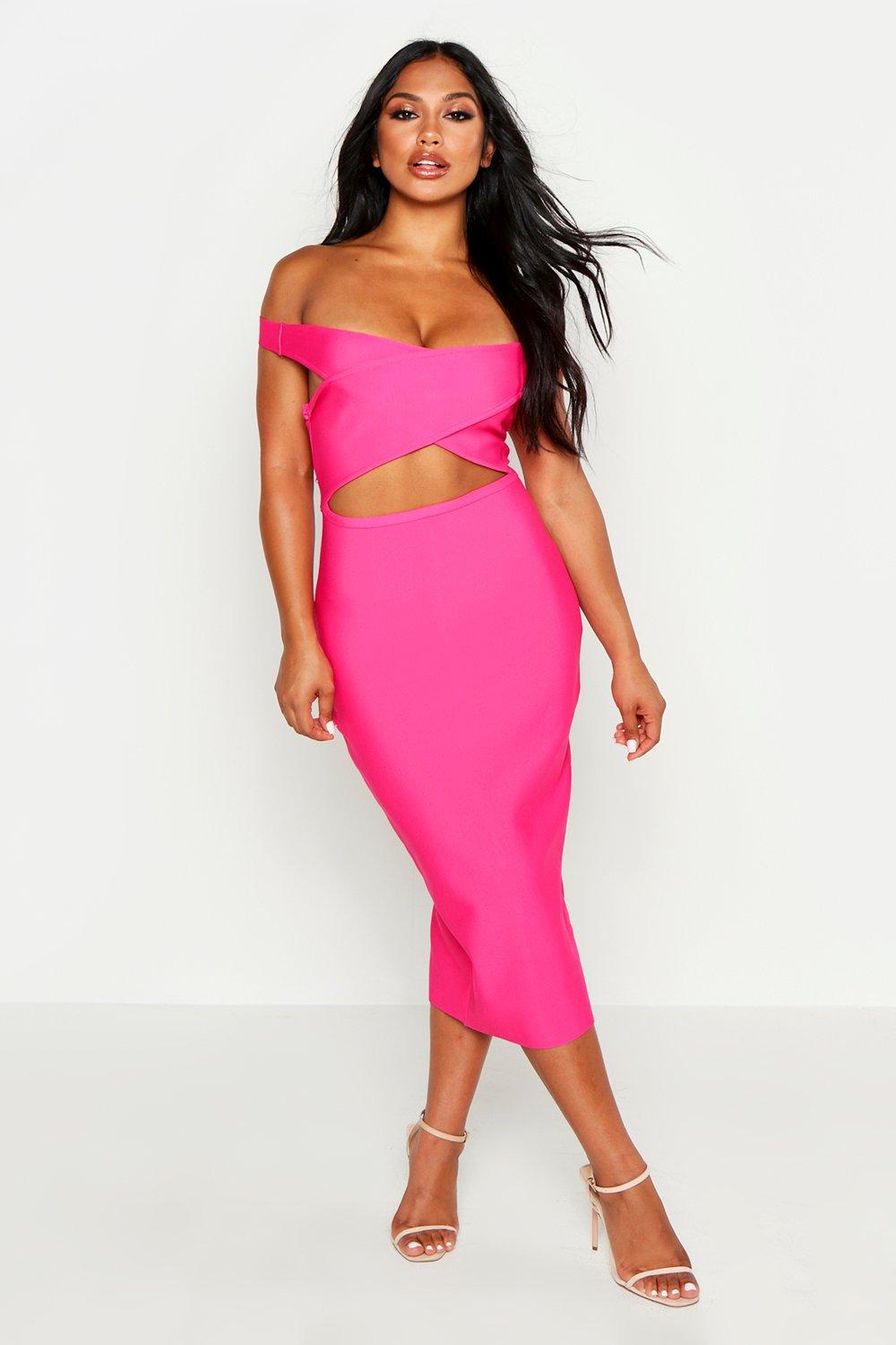 pink boutique bandage dress