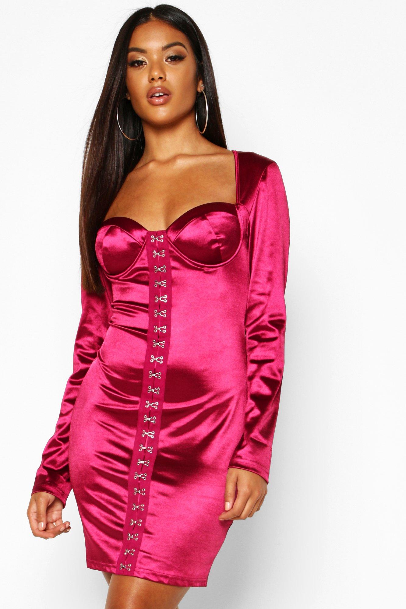 stretch satin bodycon dress