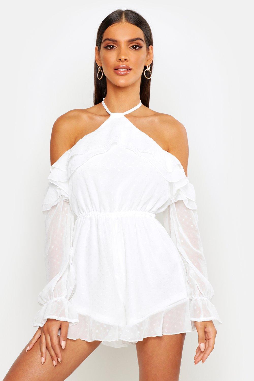 white high neck romper
