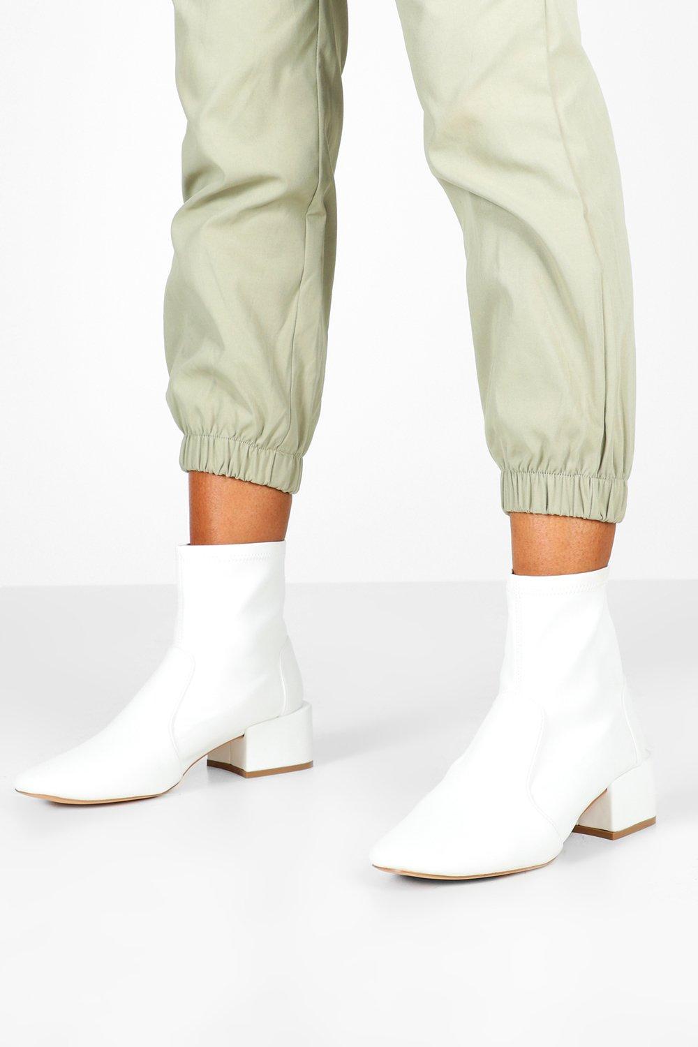 low block heel sock booties