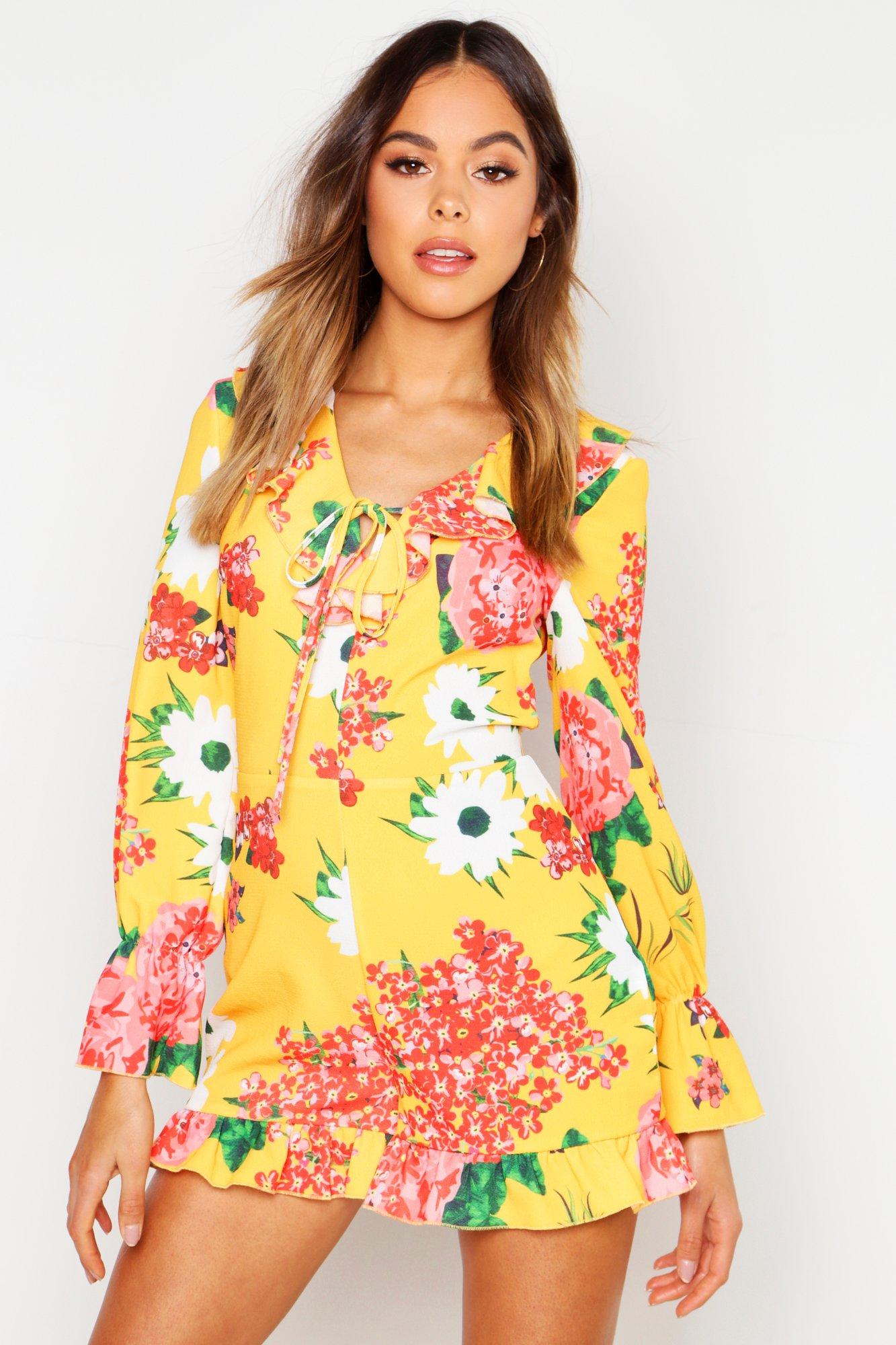 boohoo yellow playsuit