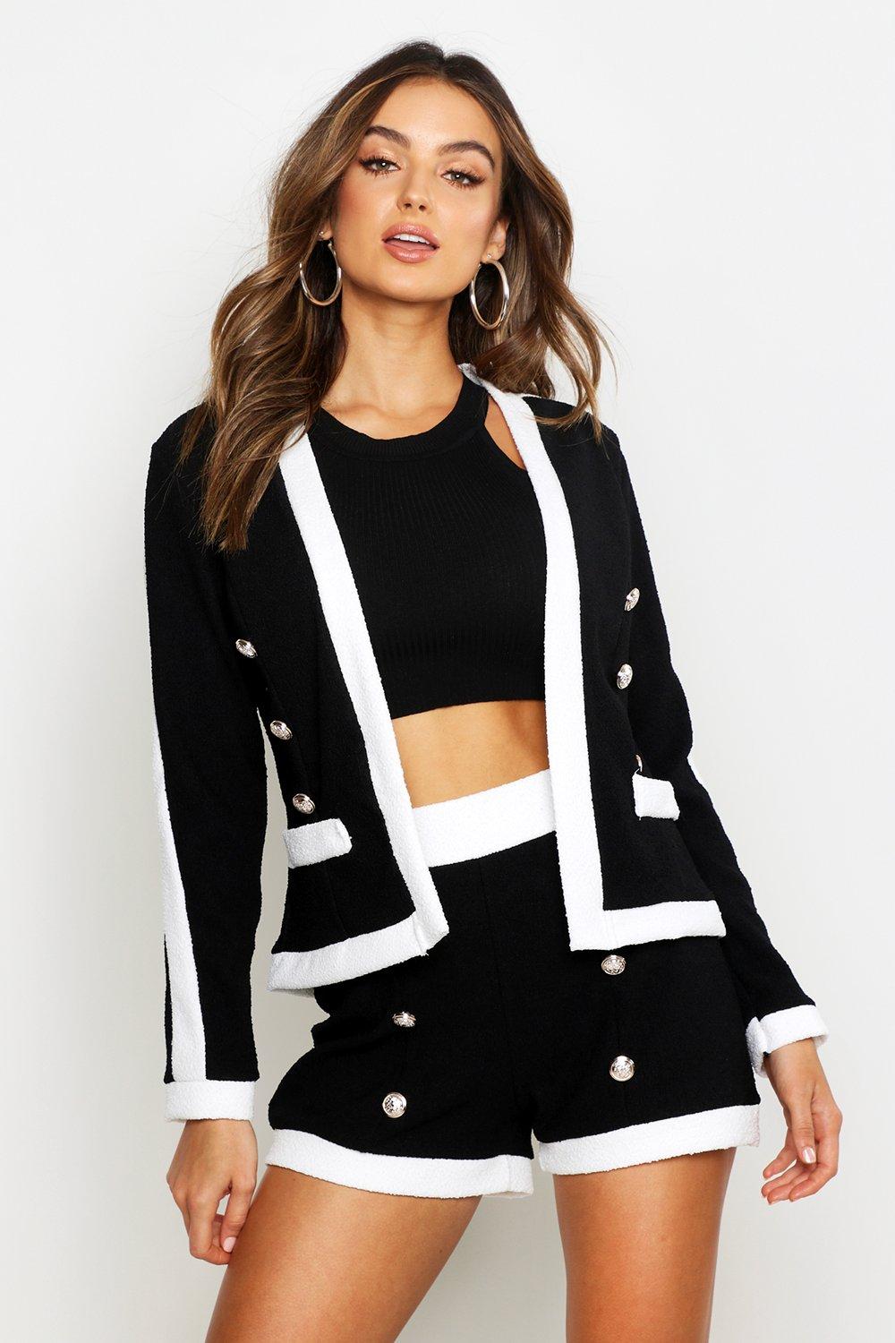 

Твидовый укороченный жакет, Black