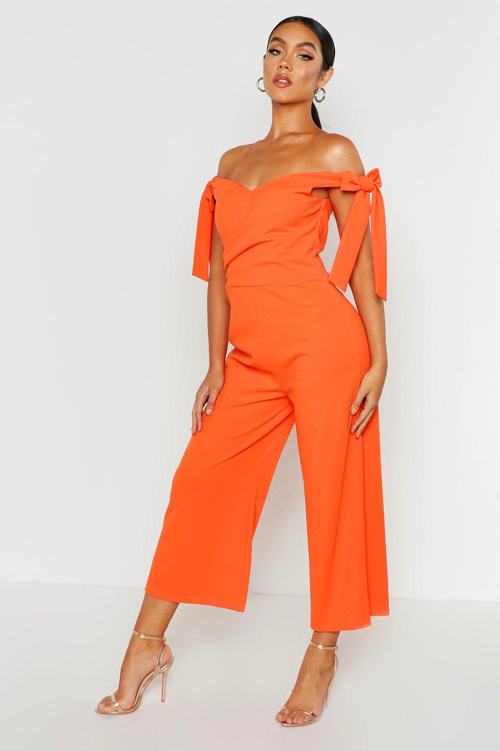 boohoo orange jumpsuit