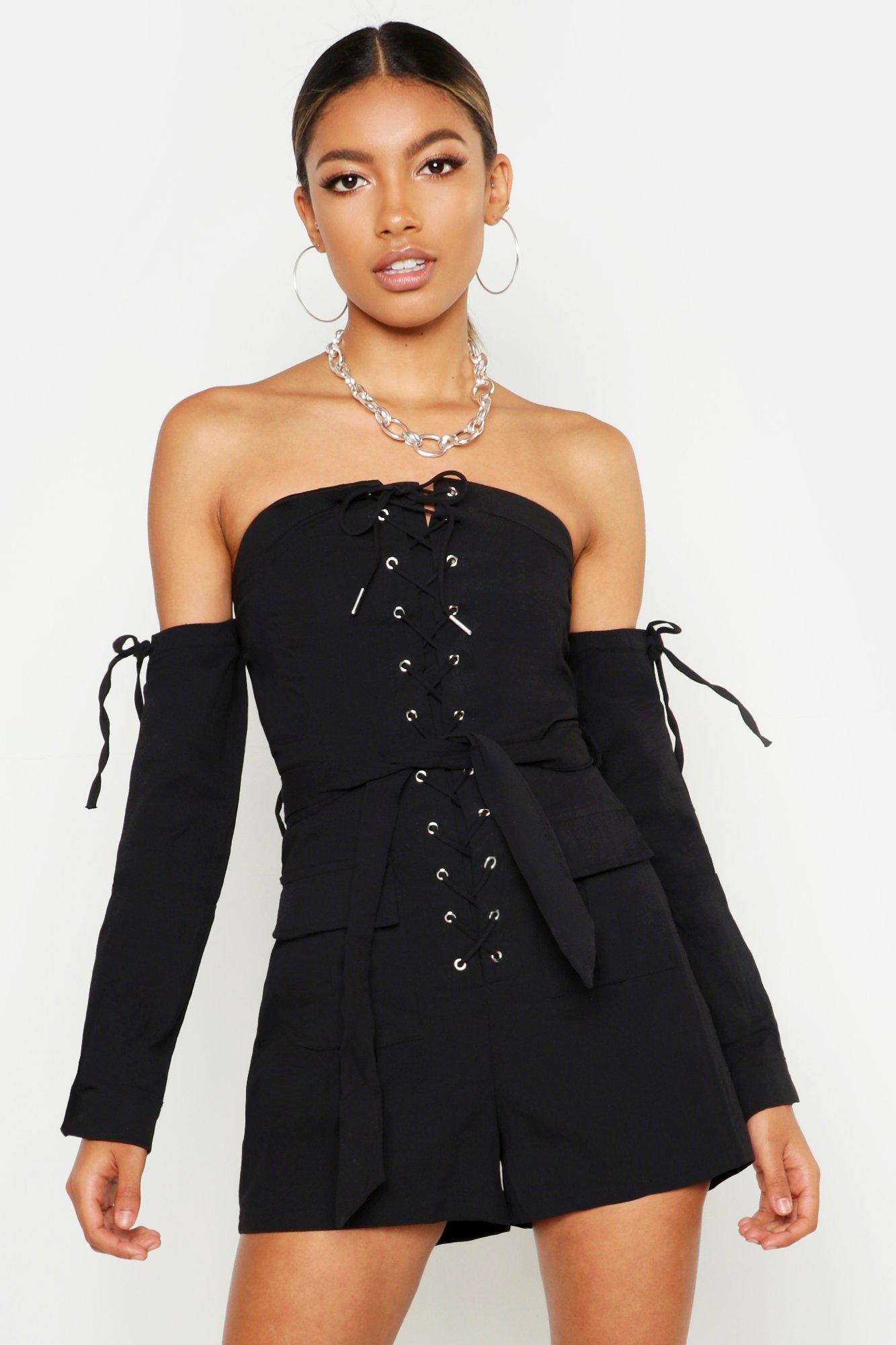 boohoo lace playsuit
