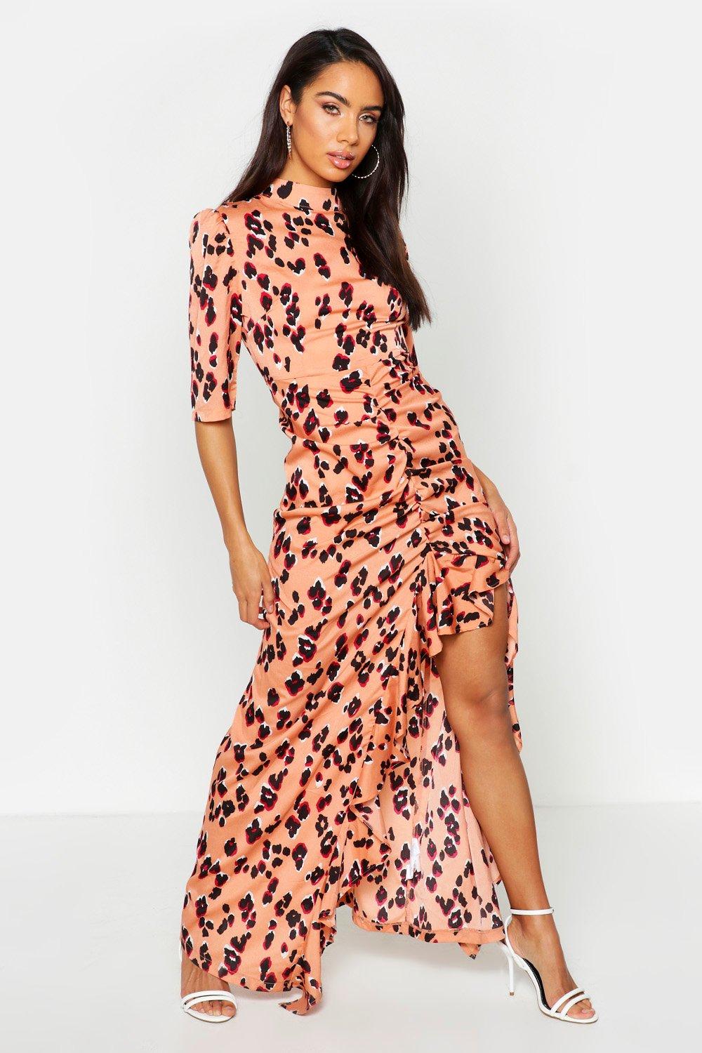 red leopard print dress boohoo