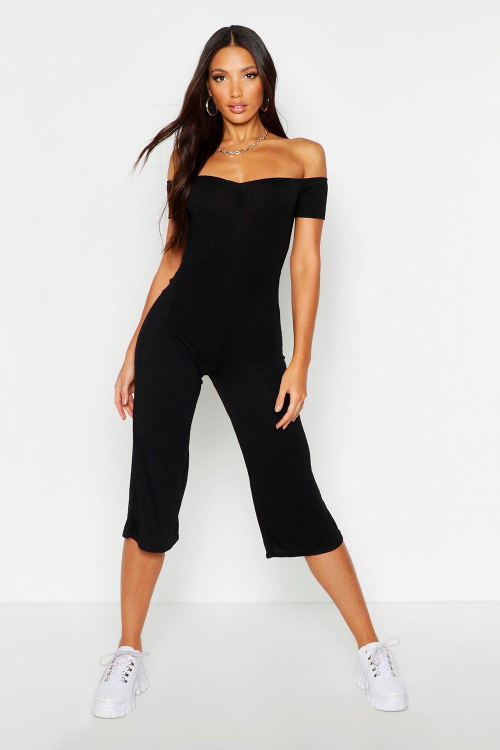 ruched bardot jumpsuit