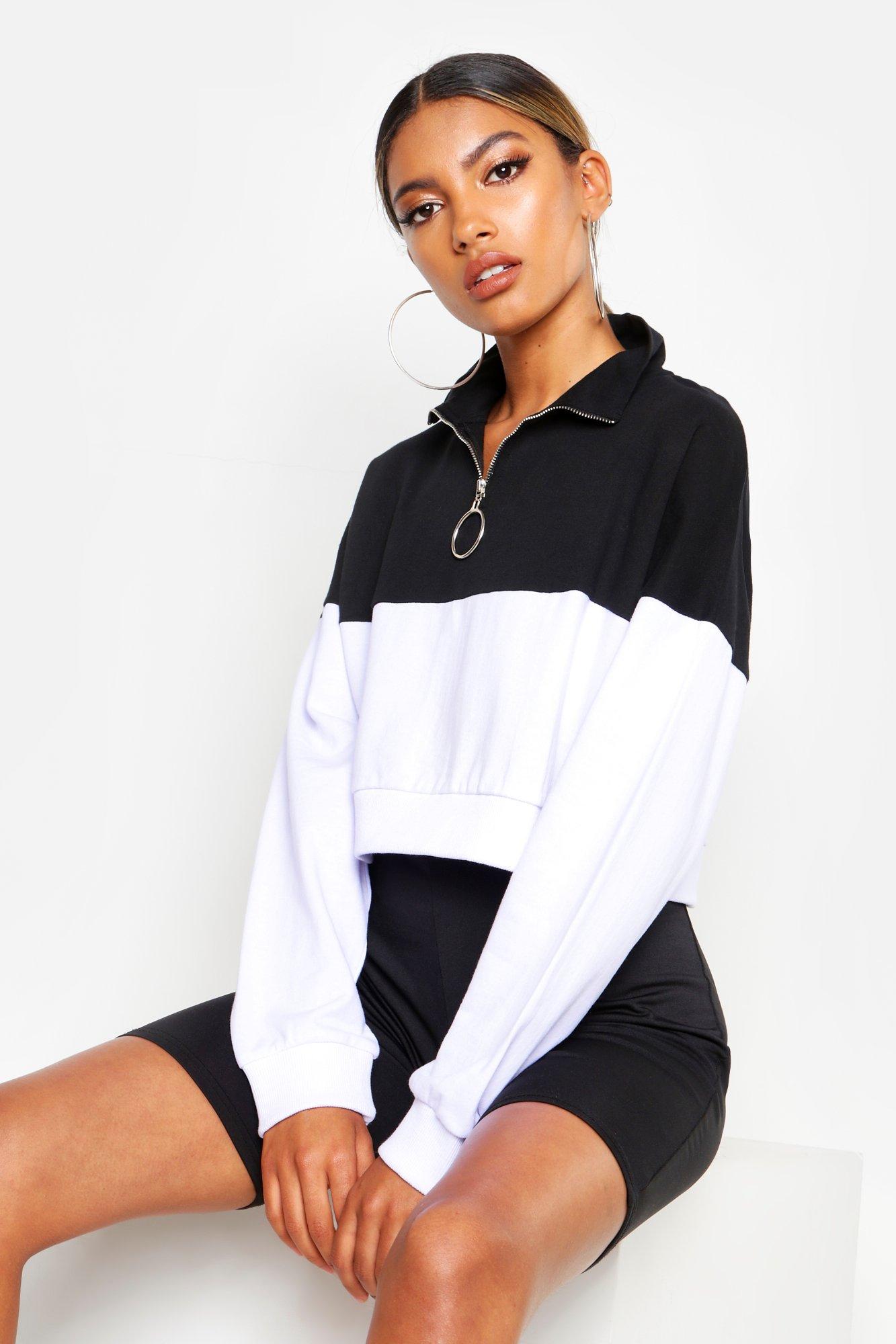 cropped half zip sweatshirt