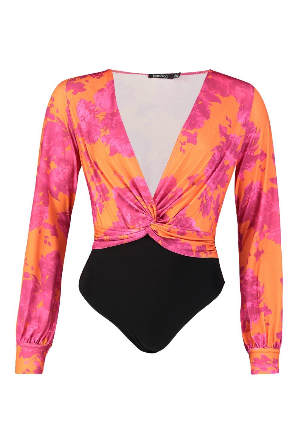 hot pink long sleeve bodysuit