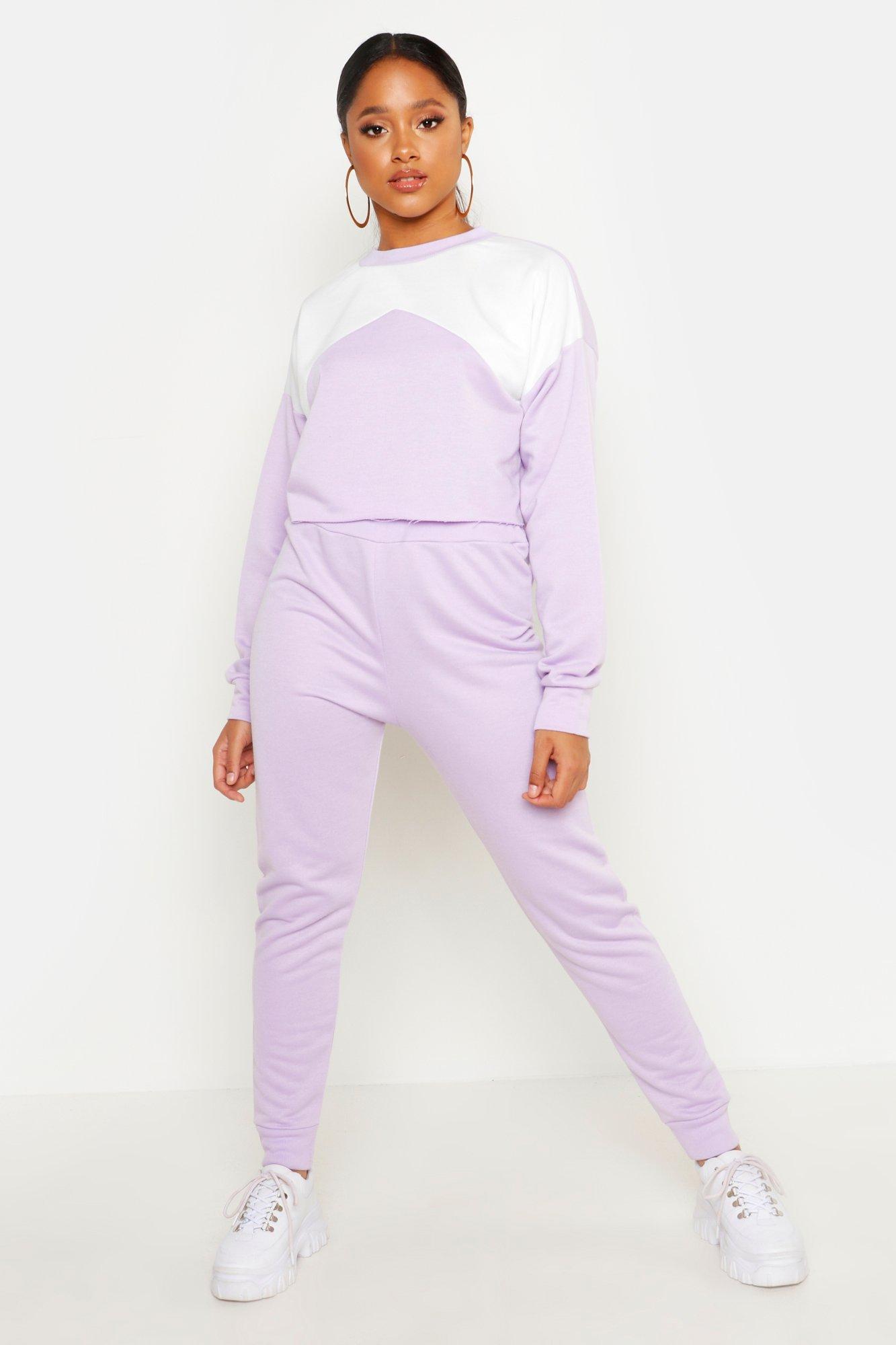 

Укороченный контрастный спортивный костюм, Lilac