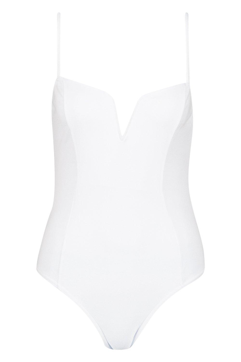 

Креповое боди с глубоким вырезом, White