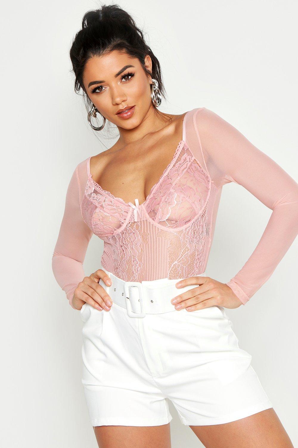 blush lace bodysuit