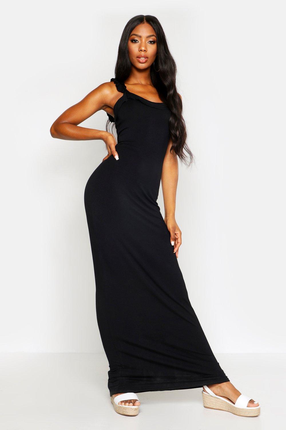 All Sizes Tie Detail Ruffle Maxi Dress | Boohoo