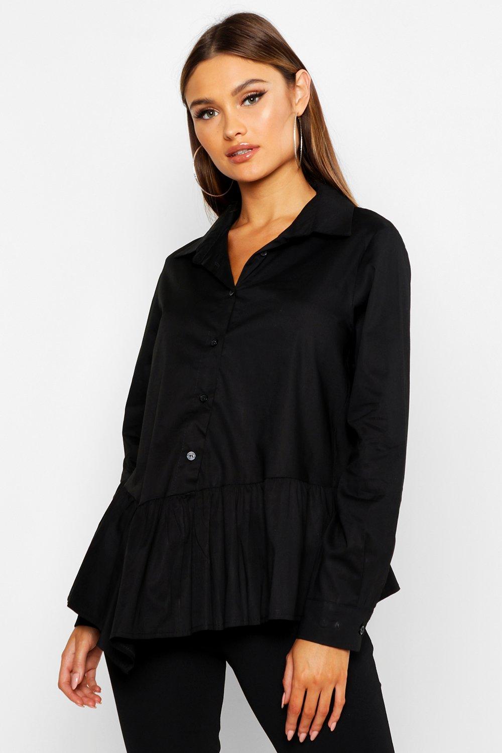 

Рубашка из хлопка с баской, Black