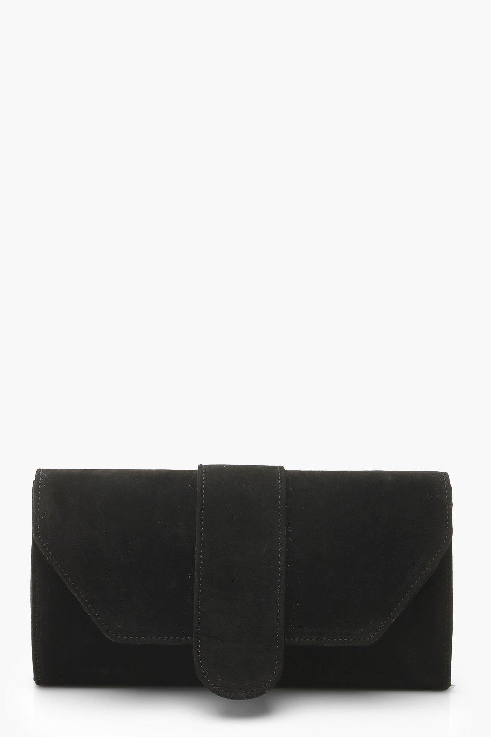 

Клатч с хлястиком спереди из искусственной замши, Black