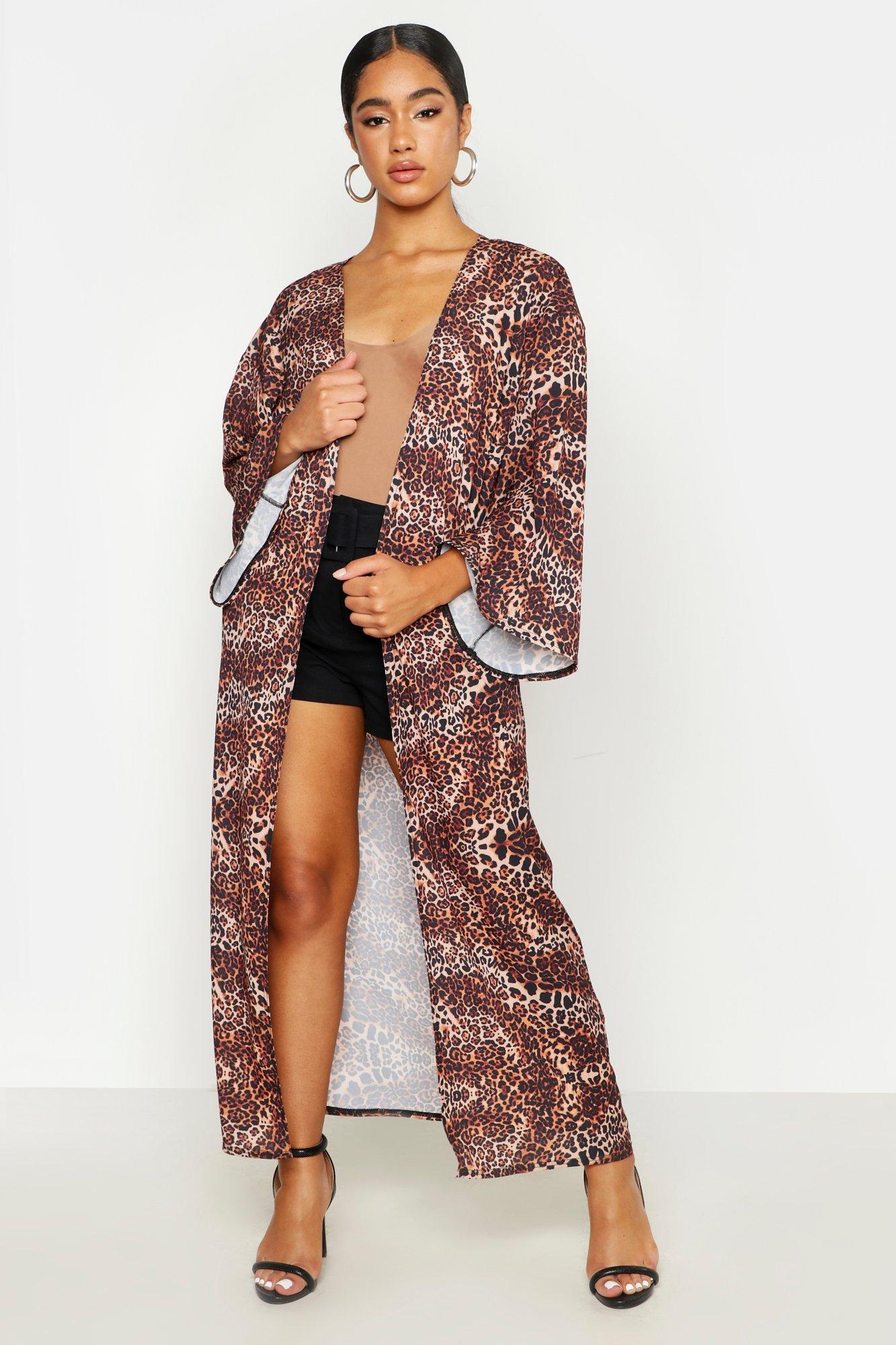 leopard print maxi kimono