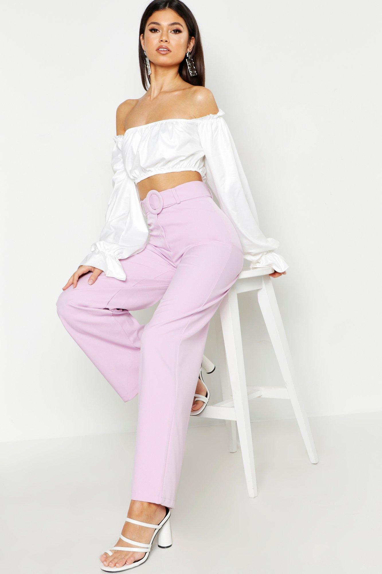 

Приталенные широкие брюки с поясом, Lilac