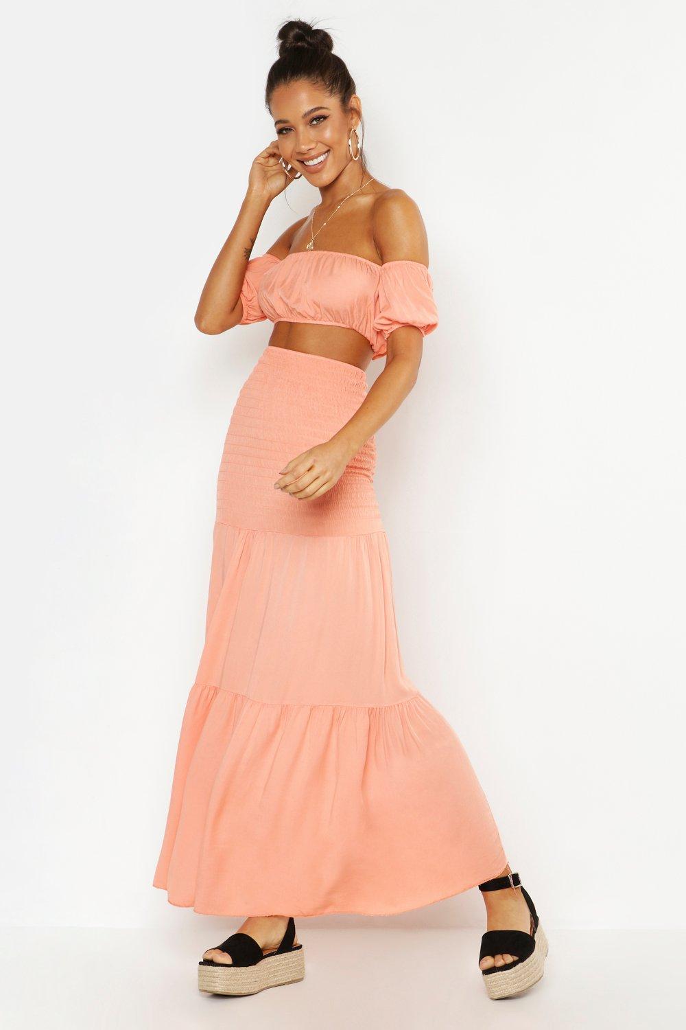 apricot maxi skirt