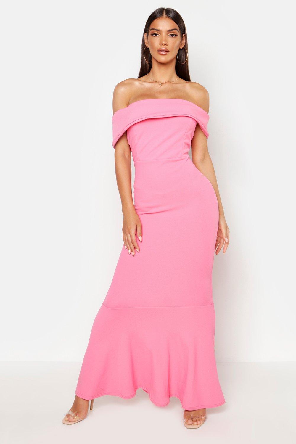 bardot pink maxi dress